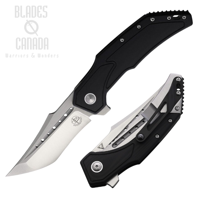 Begg Knives Astio Flipper Framelock Knife, D2 Satin, G10 Black, BG008